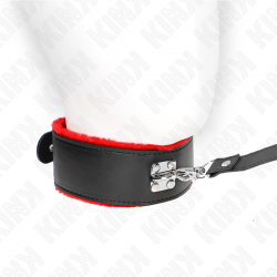 Kink - collar con correa 116 cm de piel rojo ajustable 40-48 cm x 6 cm