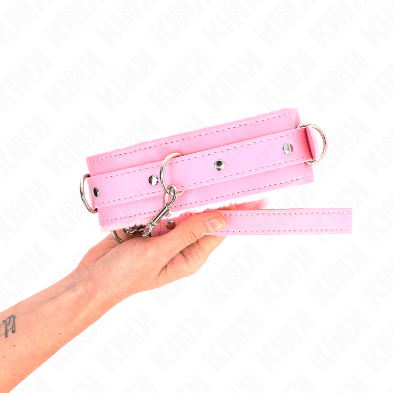 Kink - collar con correa 65 cm con restricciones rosa ajustable 36-42 cm x 5.5 cm