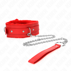 Kink - collar con correa 65 cm con restricciones rojo ajustable 36-42 cm x 5.5 cm