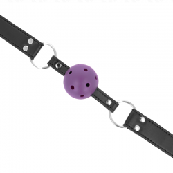 Kink - mordaza de bola 4 cm transpirable con doble remache morado 62 x 2.5 cm ajustable 42-58 cm