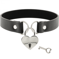 Coquette chic desire - collar cuero vegano accesorio corazãn con llave