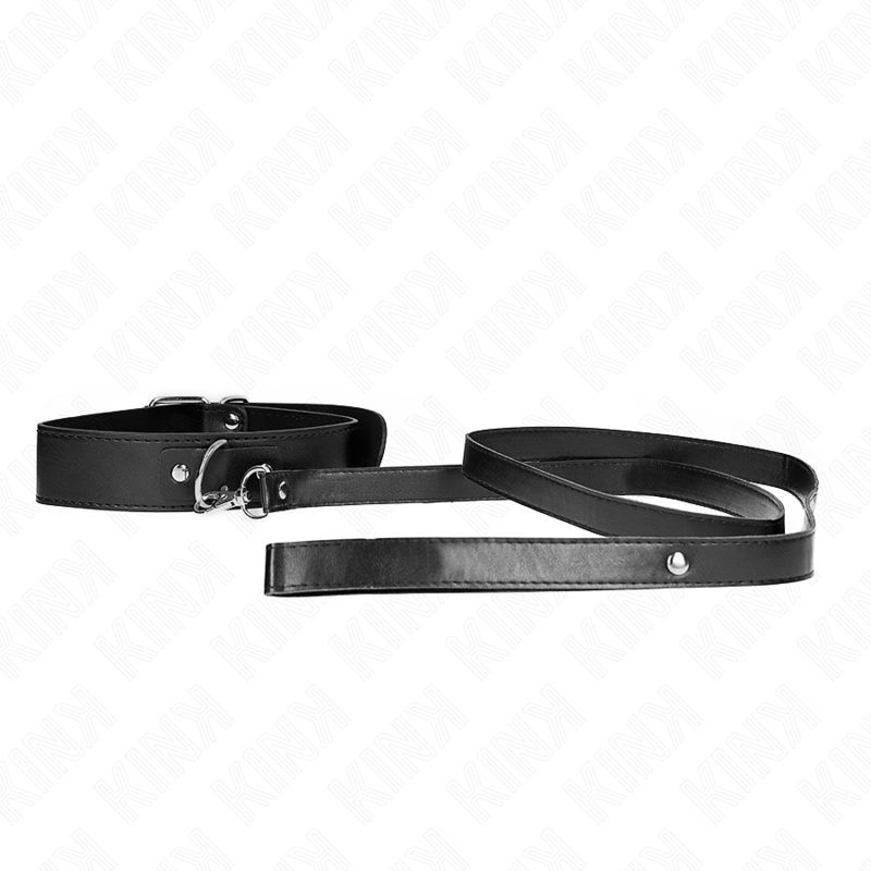 Kink - collar con correa 116 cm fino negro ajustable 32-50 cm x 8 cm