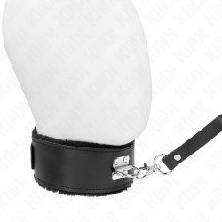 Kink - collar con correa 116 cm de piel negro ajustable 40-48 cm x 6 cm