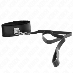 Kink - collar con correa 116 cm de piel negro ajustable 40-48 cm x 6 cm