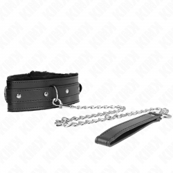 Kink - collar con correa 65 cm con restricciones negro ajustable 36-42 cm x 5.5 cm