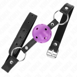 Kink - mordaza de bola 4.5 cm morado dura hueca 63.5 x 2 cm