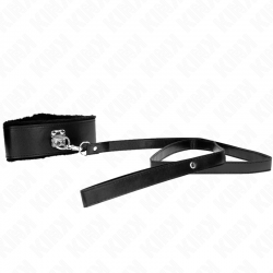 Kink - collar con correa 116 cm con tachuelas plateadas modelo 4 negro ajustable 40-48 cm x 6 cm