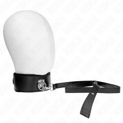 Kink - collar con correa 116 cm con tachuelas plateadas modelo 4 negro ajustable 40-48 cm x 6 cm