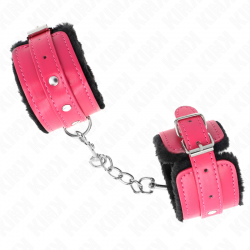 Kink - muñequeras forradas premium negro con correa fucsia ajustable 17-29 cm x 6 cm