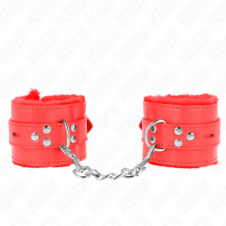 Kink - muñequeras forradas con agujeros cuadrados rojo y correa rojo ajustable 17-29 cm x 6 cm