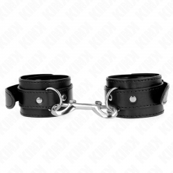 Kink - muñequeras simples con fila de remaches negro ajustable 17-28 cm x 5 cm