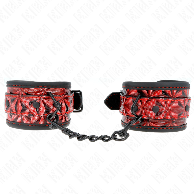 Kink - muñequeras con patrón de diamantes rojo oscuro ajustable 17-26 cm x 5.5 cm