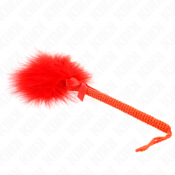 Kink - masajeador de cuerda de nailon con plumas para cosquillas y lazo rojo 25 cm