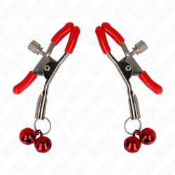 Kink - pinzas para pezones rojas con doble campanilla rojo 6 cm