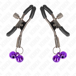 Kink - pinzas para pezones con doble campanilla violeta 6 cm