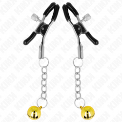 Kink - pinzas para pezones con colgante de cascabel dorado 6 cm