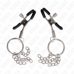 Kink - pinzas para pezones con aro y pequeñas cadenas plateado 6 cm