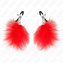 Kink - pinzas para pezones con pluma rojo 7 cm