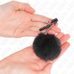 Kink - pinzas para pezones con pompón negro 6 cm