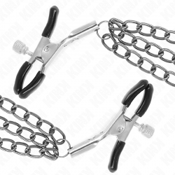 Kink - pinzas para pezones con triple cadena negro 20/23/28 cm