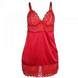 Subblime - babydoll satinado con encaje rojo s/m