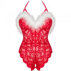 Livco corsetti fashion - santas lace lady body crotchless navideño s/m