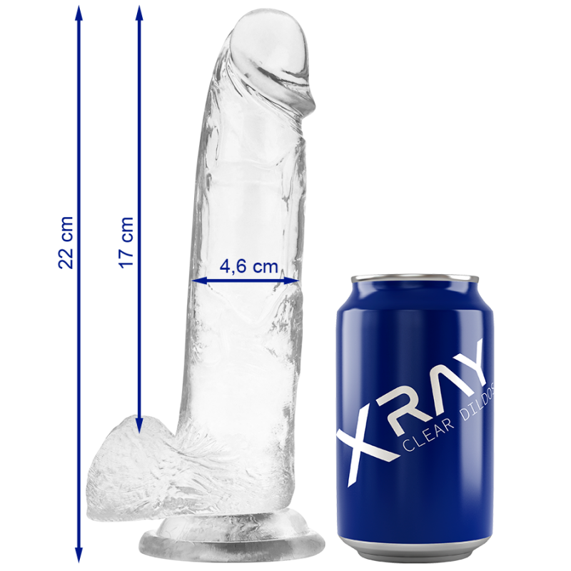 Xray clear dildo realista transparente 22cm x 4.6cm