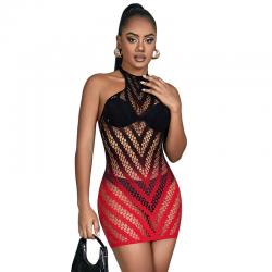 Subblime - 952242 bodystocking de rejilla elstico degradado rojo y negro talla única