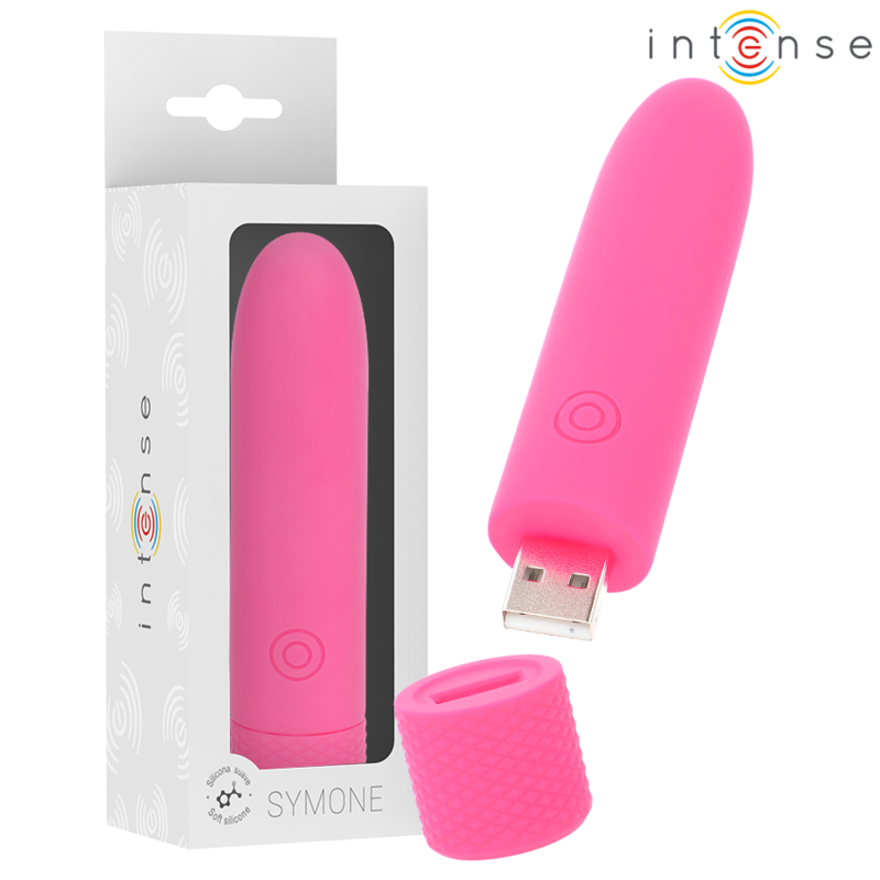 Intense - symone bala vibradora recargable por usb 8 vibraciones rosa 10 x 2.2 cm