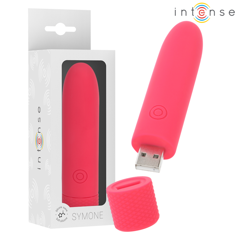 Intense - symone bala vibradora recargable por usb 8 vibraciones rojo 10 x 2.2 cm