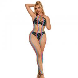 Subblime - 952358 bodystocking de rejilla cuello halter arcoiris talla única