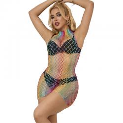 Subblime - 952433 bodystocking de rejilla sin mangas con cuello alto arcoiris talla única