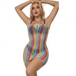 Subblime - 952457 bodystocking de rejilla sin mangas con hombros descubiertos arcoiris talla única