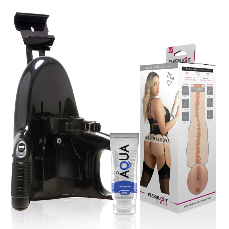 Fleshlight - mia malkova boss level + universal launch + lubricante aqua quality 50 ml