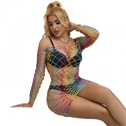 Subblime - 952426 bodystocking de rejilla manga larga arcoiris talla única