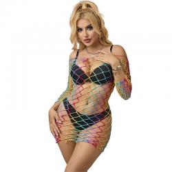 Subblime - 952426 bodystocking de rejilla manga larga arcoiris talla única