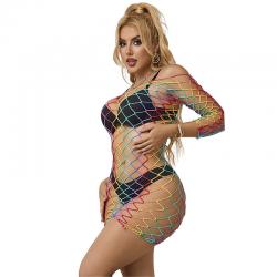 Subblime - 952426 bodystocking de rejilla manga larga arcoiris talla única