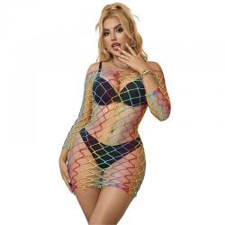 Subblime - 952426 bodystocking de rejilla manga larga arcoiris talla única