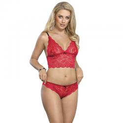 Subblime - 953904 camisón de seda y encaje + panties rojo l/xl