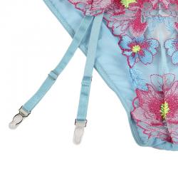 Subblime - 954109 sujetador + panties con liguero diseño floral azul s/m