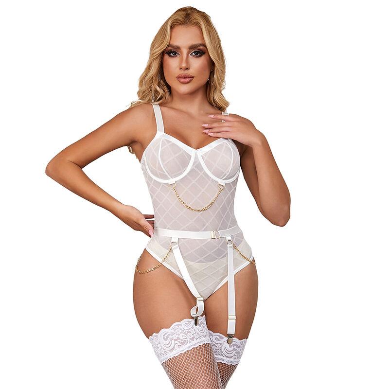 Subblime - 954284 body con cadenas + ligueros blanco s/m