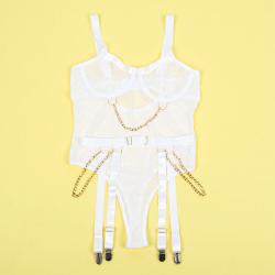 Subblime - 954284 body con cadenas + ligueros blanco s/m