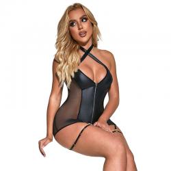 Subblime - 954444 vestido sexy de rejilla cuero negro s/m