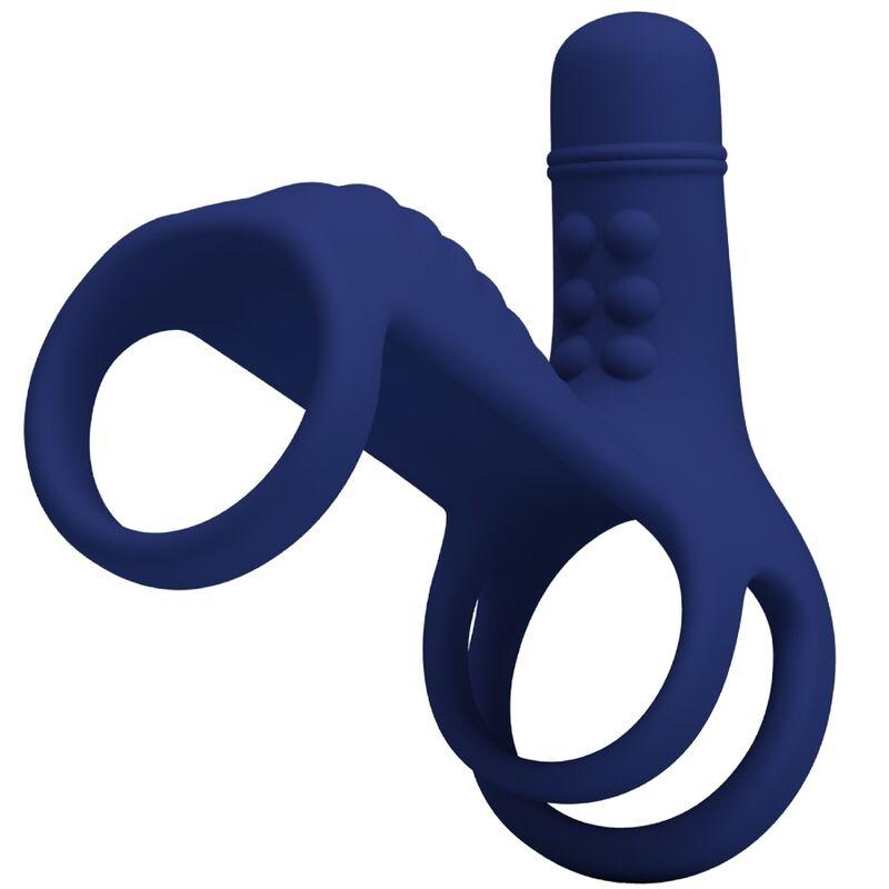 Pretty love - elish anillo vibrador con extensión azul