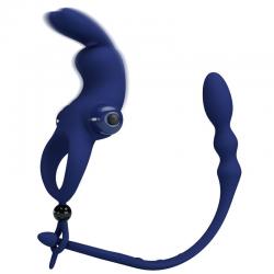 Pretty love - ayad anillo vibrador rabbit con plug azul