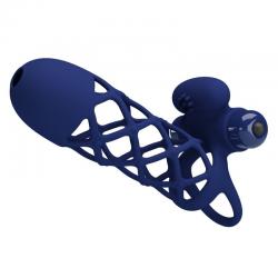 Pretty love - giann anillo vibrador con funda de silicona azul