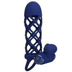 Pretty love - giann anillo vibrador con funda de silicona azul