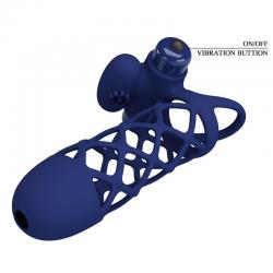 Pretty love - giann anillo vibrador con funda de silicona azul