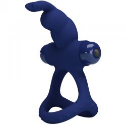 Pretty love - luchito doble anillo vibrador rabbit azul