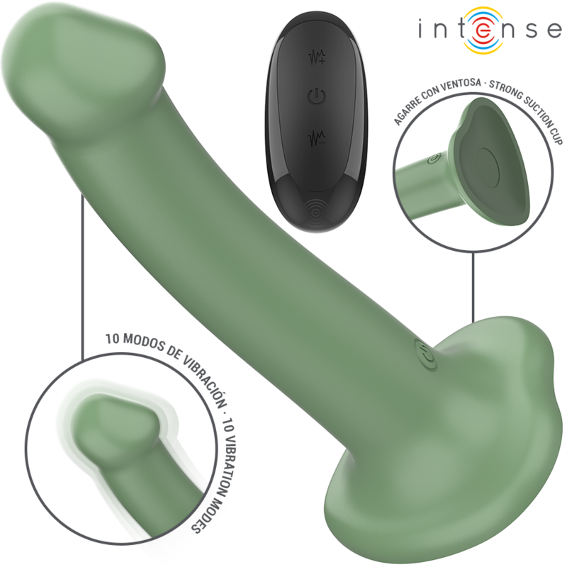 Intense - becca vibrador con ventosa 10 vibraciones verde control remoto